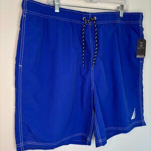 NAUTICA NEW Quick Dry Swim Trunk Mens XXL Bright Cobalt Lined Pockets Drawstring